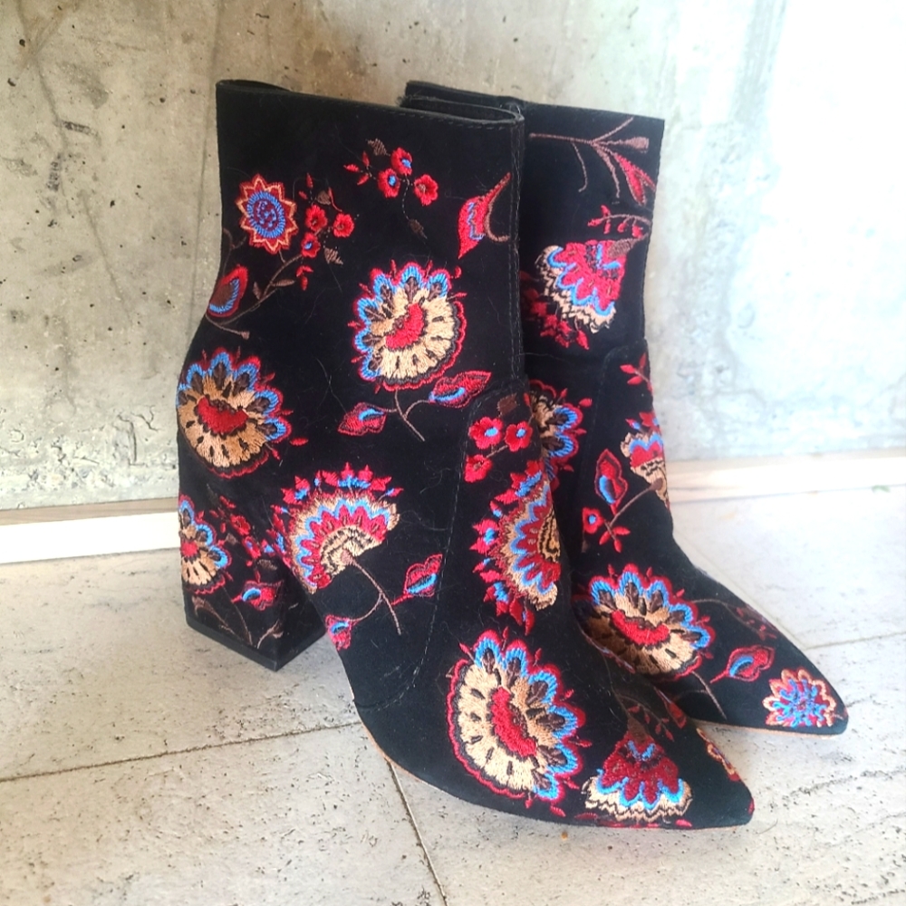 Loeffler Randall Suede Floral Print Booties